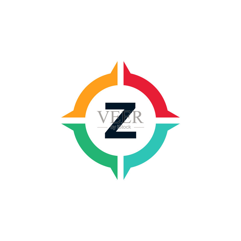 彩色字母Z指南针标志设计图标素材