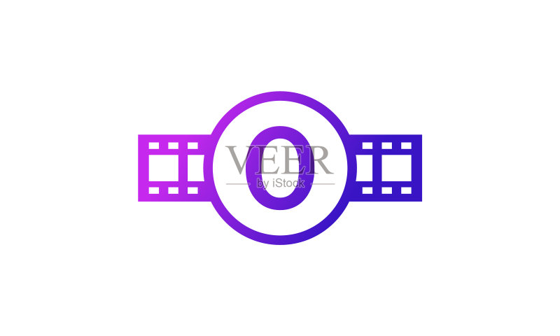 带胶片条纹的数字0圆形图标素材