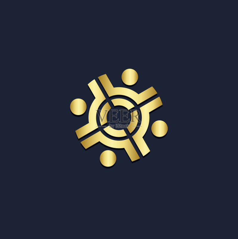 圆形团结金色logo图标素材