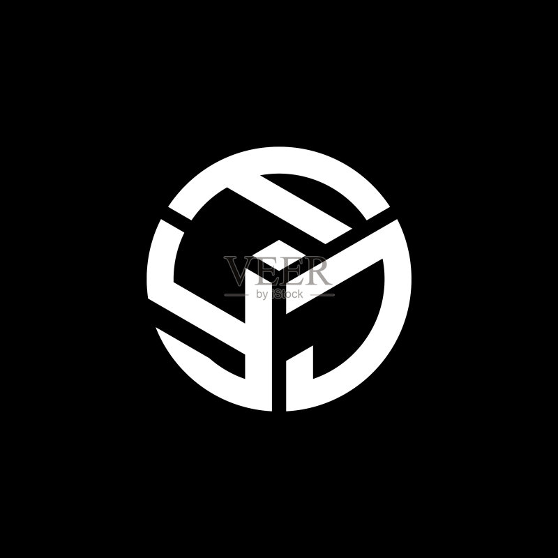 黑色背景上的fyj字母logo设计图标素材