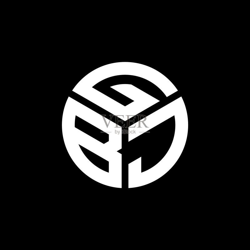 黑色背景上的GBJ字母Logo设计图标素材