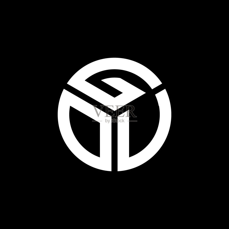 黑色背景上的GOU字母标志设计图标素材