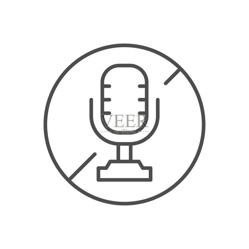 静音线性轮廓图标图标素材