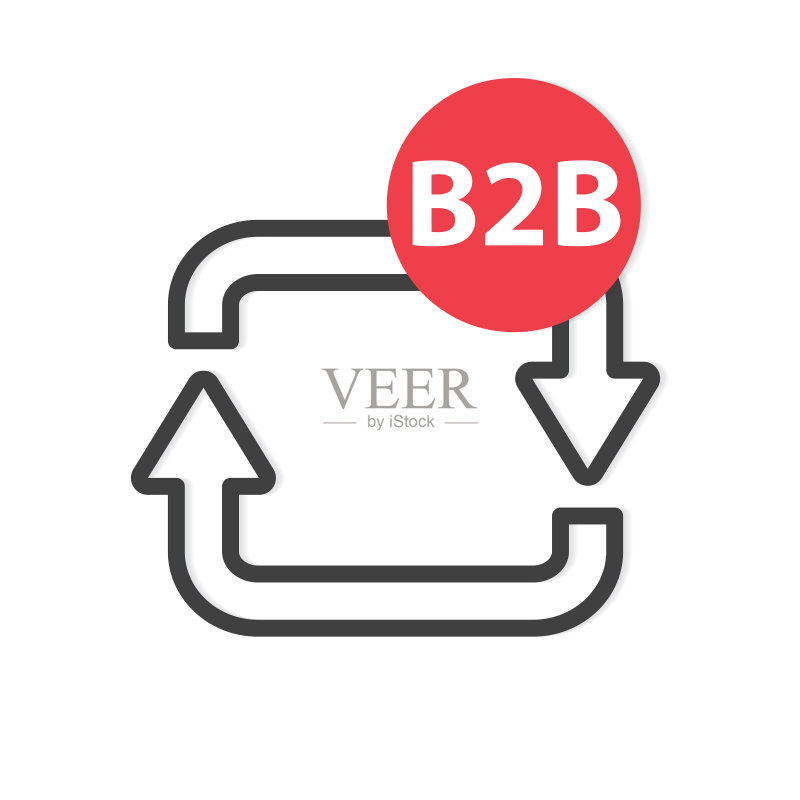 箭头图标和B2B(企业对企业)首字母缩写图标素材