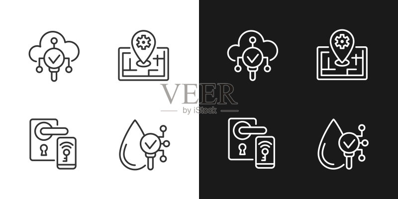 物联网技术像素完美主题颜色图标集图标素材