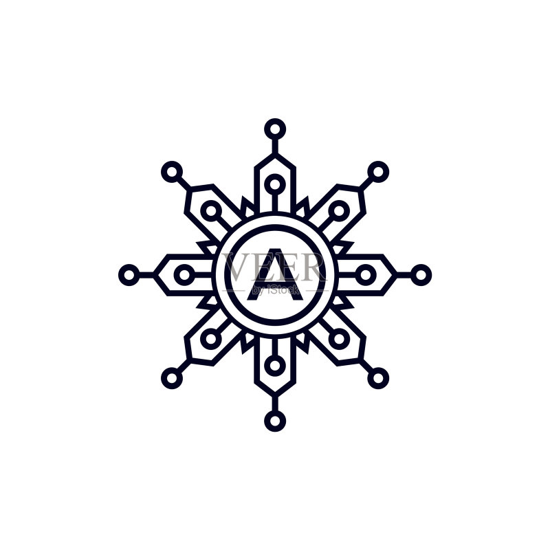科技首字母A圆形logo设计图标素材