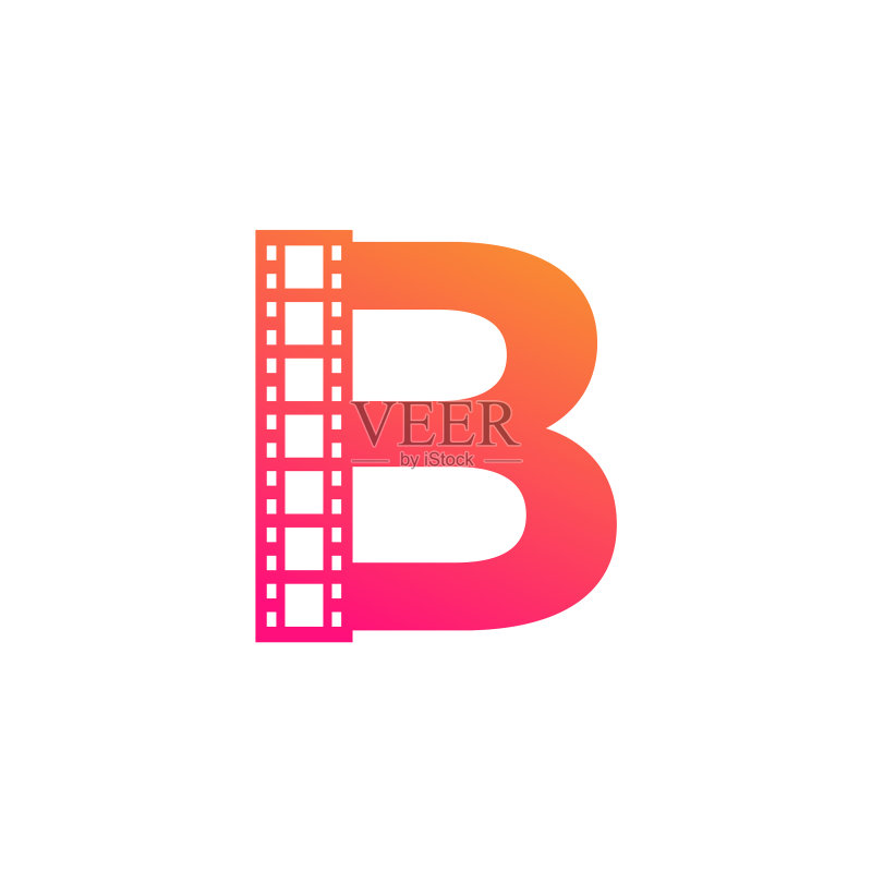 字母B胶片卷轴标志设计图标素材
