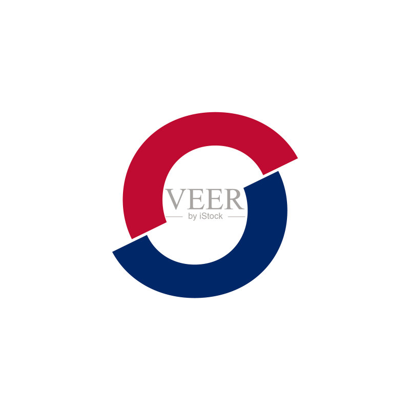 首字母O蓝红色几何Logo图标素材