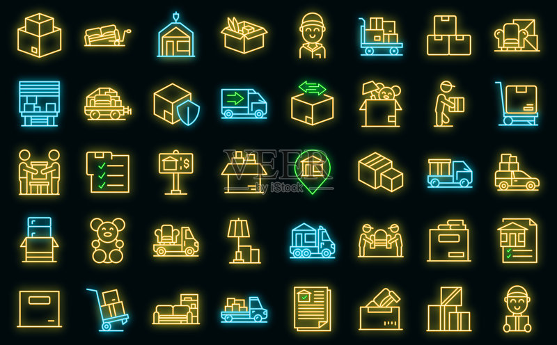 搬家服务图标霓虹灯矢量图图标素材