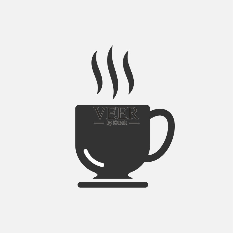 咖啡杯图标,扁平设计矢量图图标素材