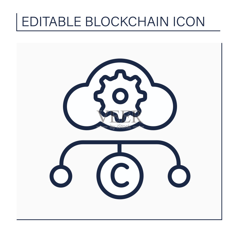 云挖矿线性图标图标素材