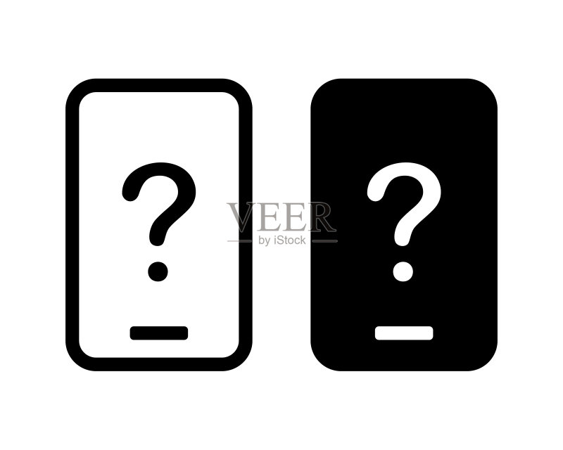 带有问题图标的智能手机图标素材