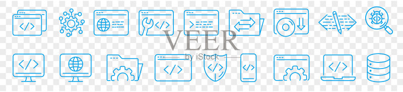 编程线性图标集矢量图图标素材