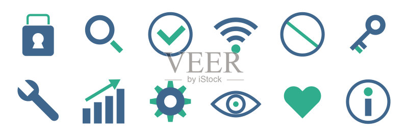 Web图标集。可编辑矢量。图标素材