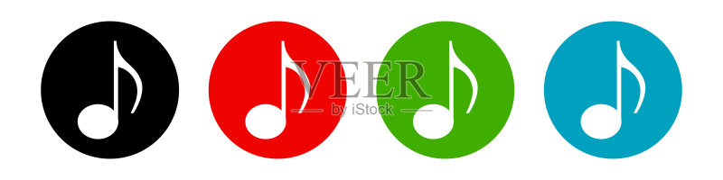 一组音符图标,音乐符号和乐谱符号矢量素材图标素材