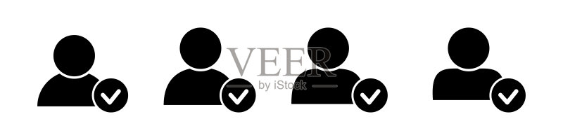 带有复选标记符号的用户资料网络图标图标素材