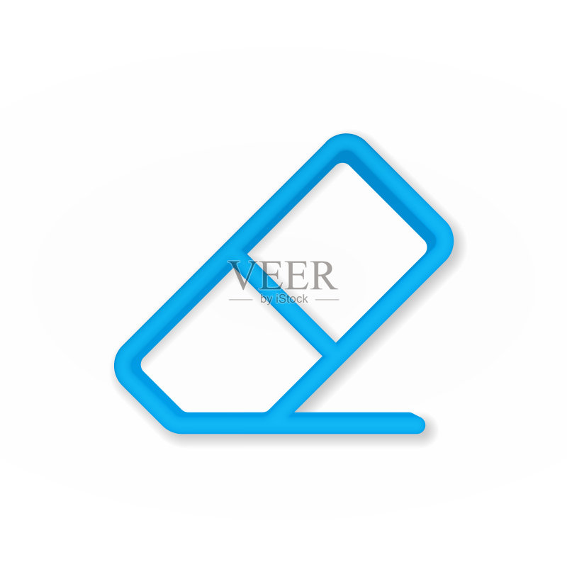 逼真的橡皮擦图标,3D线条矢量图,顶视图图标素材