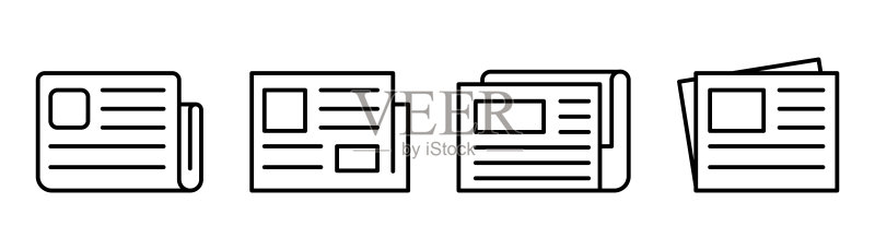 报纸图标合集:杂志线性符号矢量素材图标素材