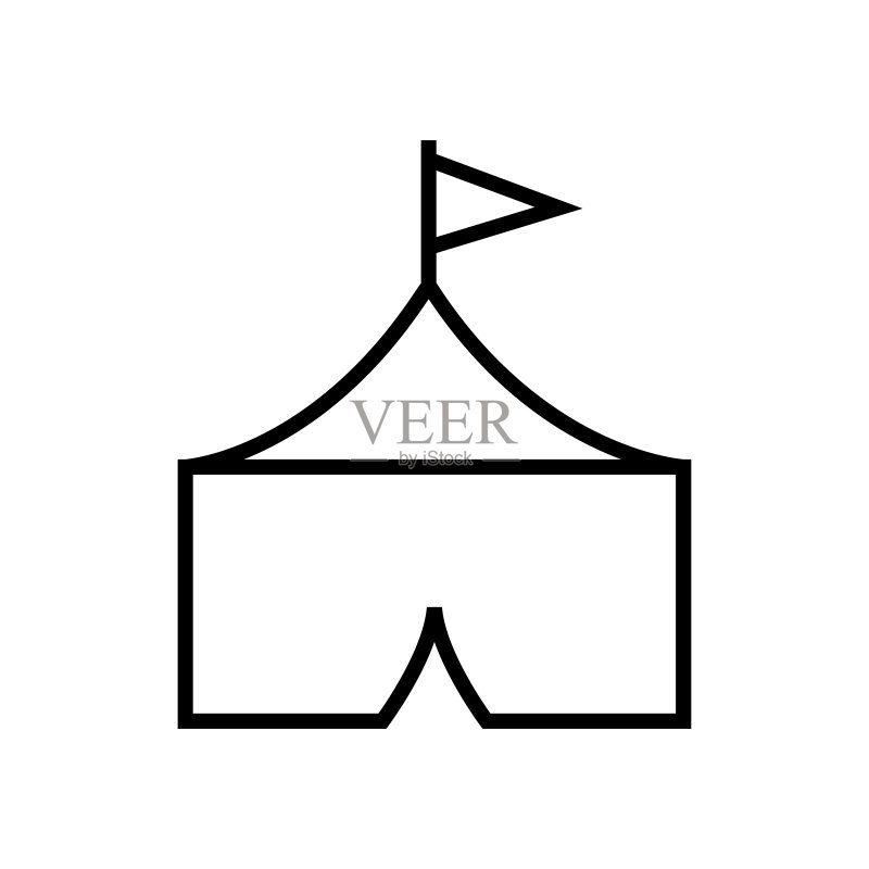 白色背景上的帐篷轮廓线图标图标素材