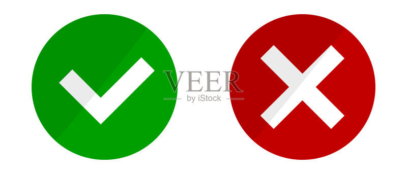 复选标记和叉号标记:成功和失败图标,可编辑的矢量图标素材