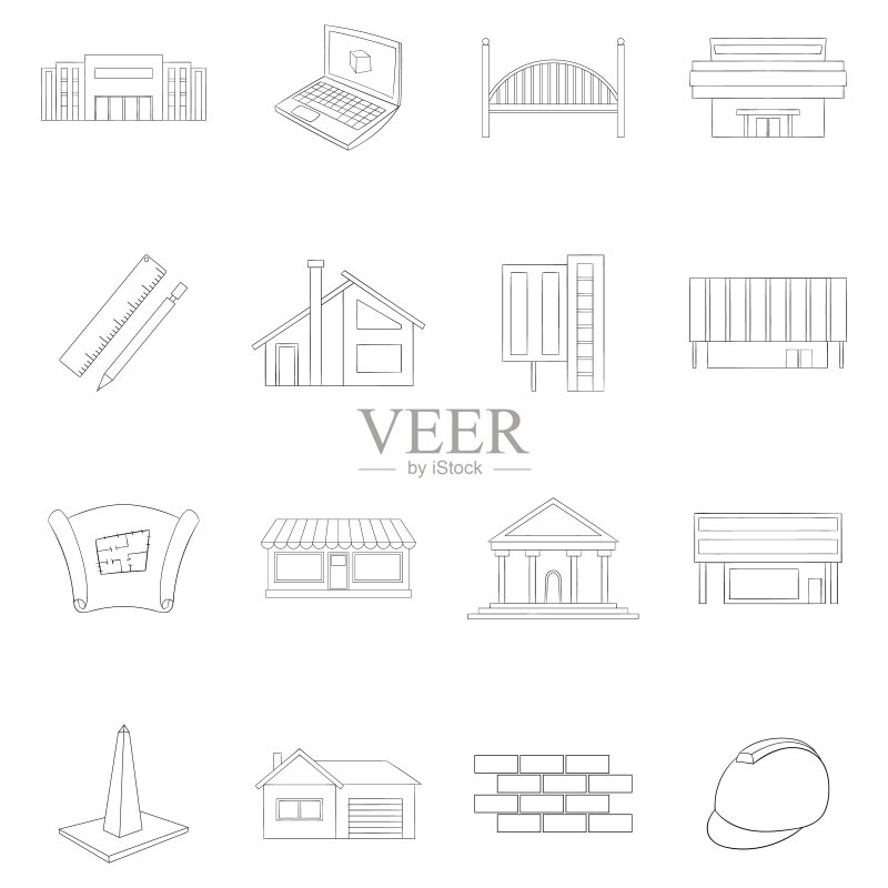 建筑重建图标轮廓图标素材