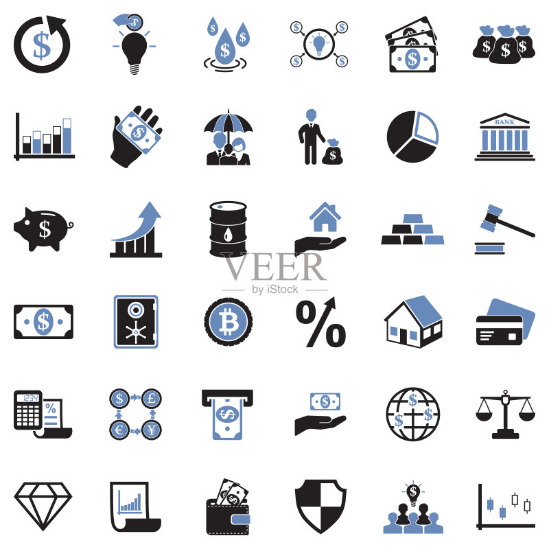 投资图标,双色扁平设计,矢量插画图标素材