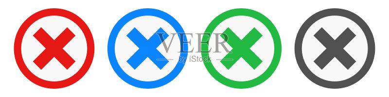 叉号图标集,关于删除和禁止的矢量图图标素材