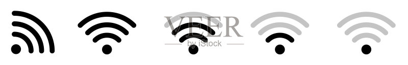 Wi-Fi图标集:互联网连接、信号图标、无线和Wi-Fi图标或远程互联网接入Wi-Fi标志矢量素材图标素材