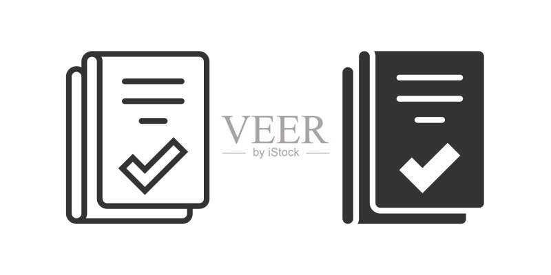 扁平风格的文档清单图标。白色背景上的报告矢量图。文件表格商务概念。图标素材