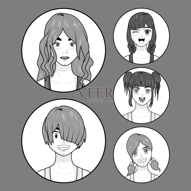 漫画少女图标素材