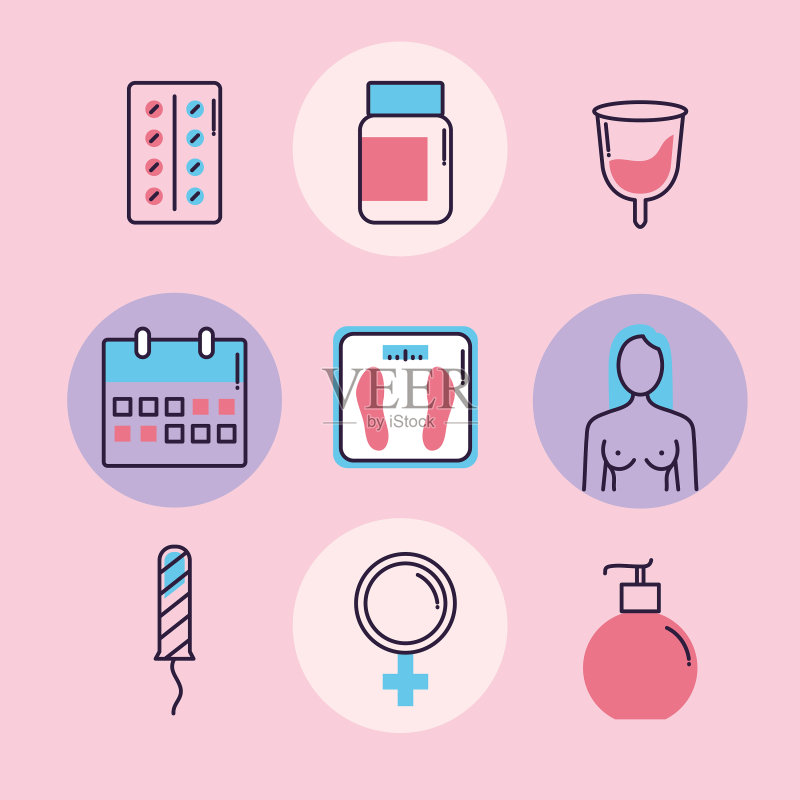 九个女性健康图标图标素材