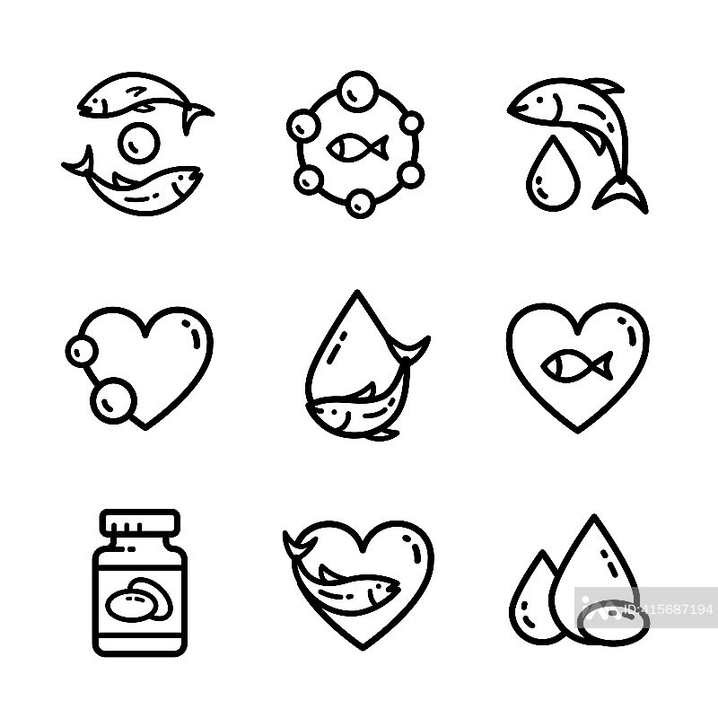 Omega 3图标logo设计。鱼油矢量设计图标素材