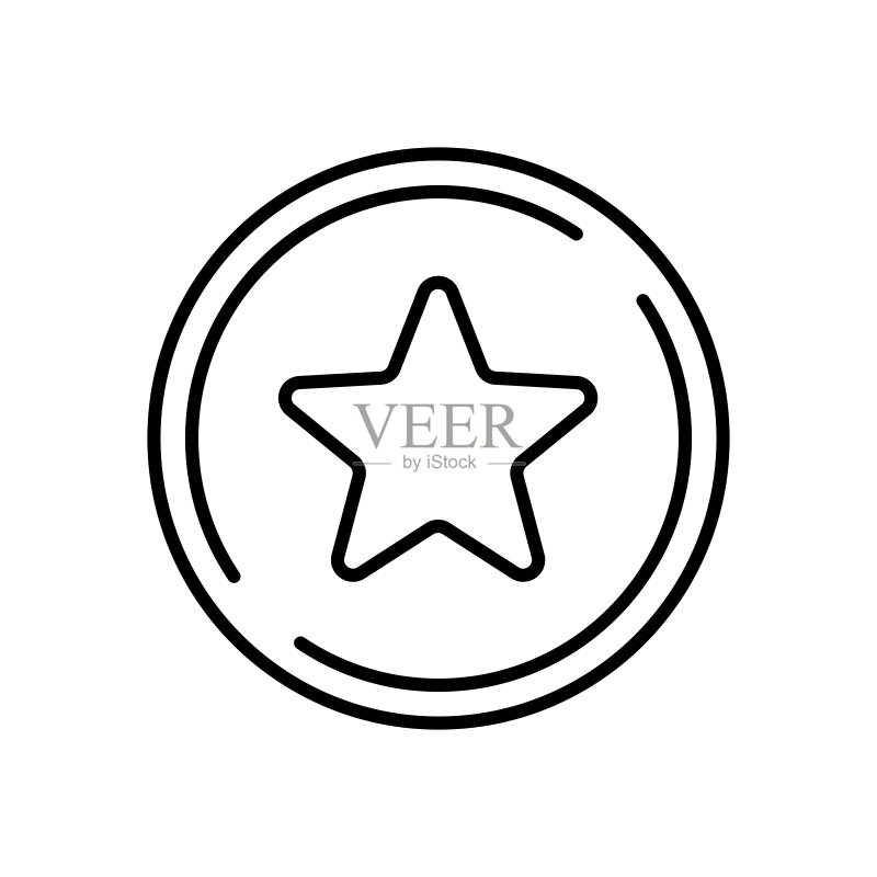 星级评分线图标,质量标志矢量轮廓符号图标素材