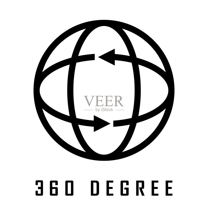 360度相机覆盖范围标志,广角旋转符号图标素材