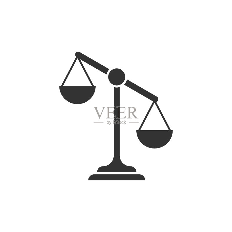 扁平风格的秤图标。天秤座矢量图,隔离背景上的质量比较标志业务概念。图标素材