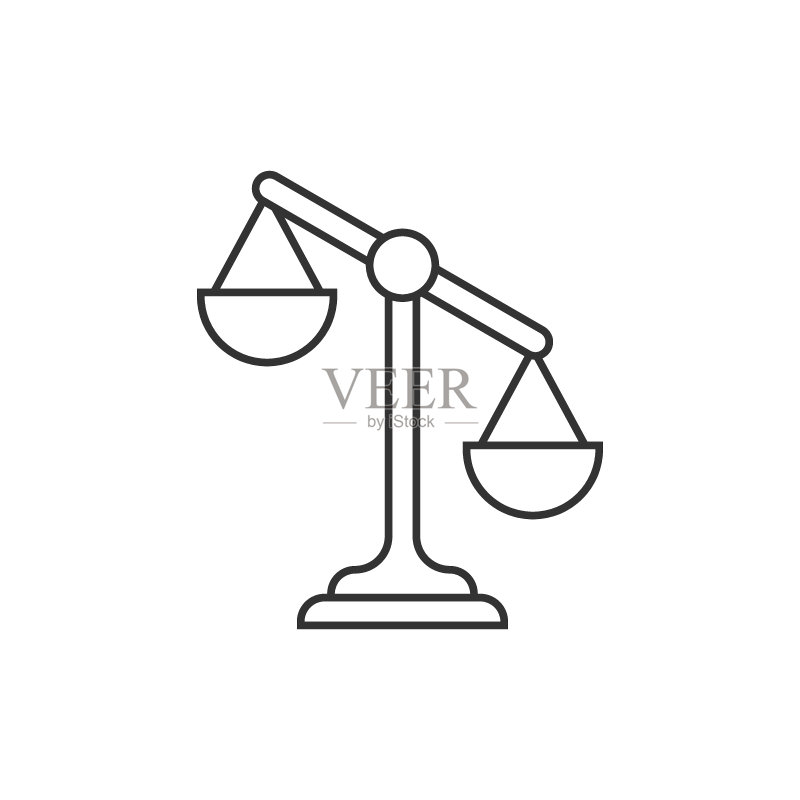 扁平风格的秤图标。天秤座矢量图,隔离背景上的质量比较标志业务概念。图标素材