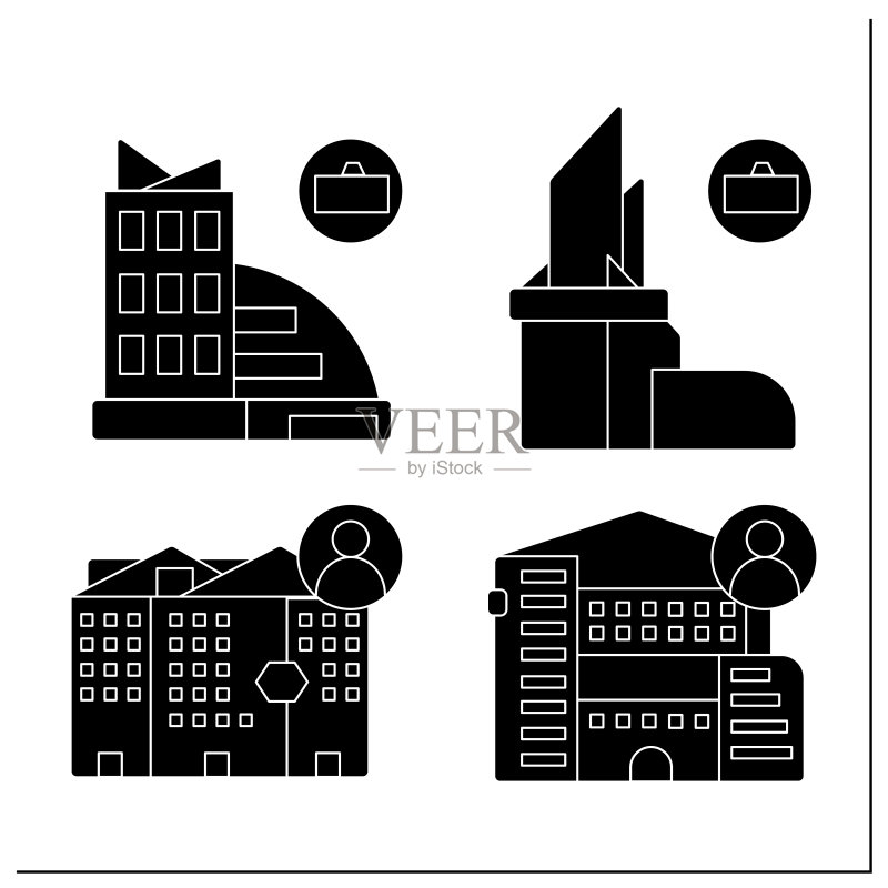 城市建筑标志字形图标集图标素材