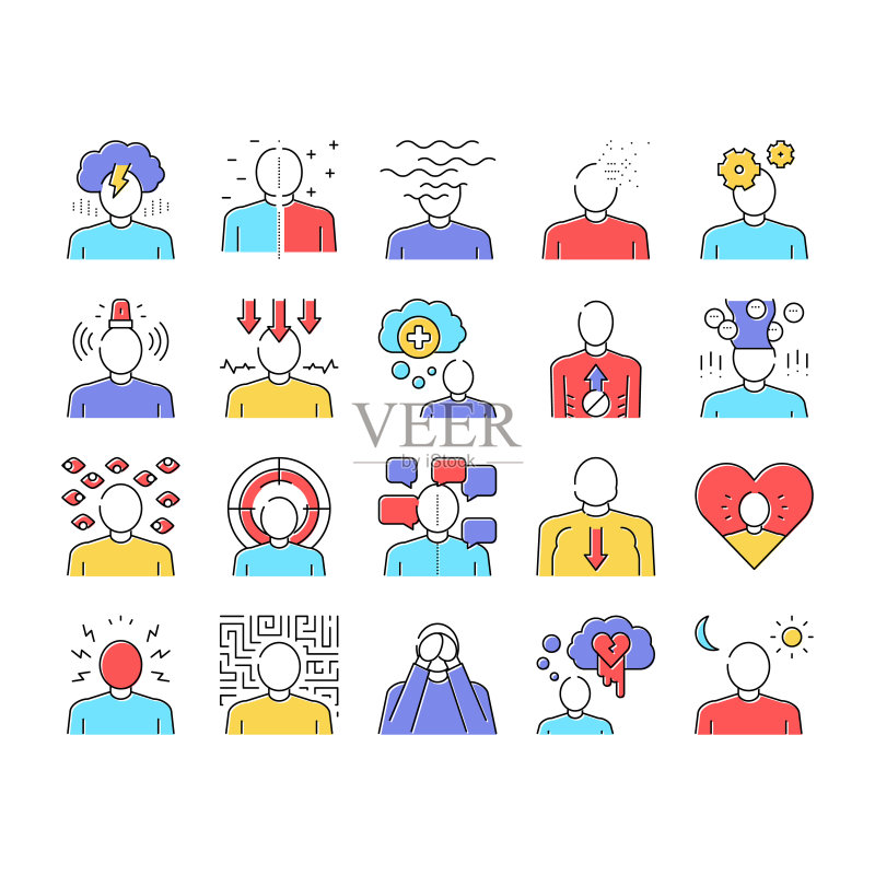 心理问题图标集矢量图图标素材