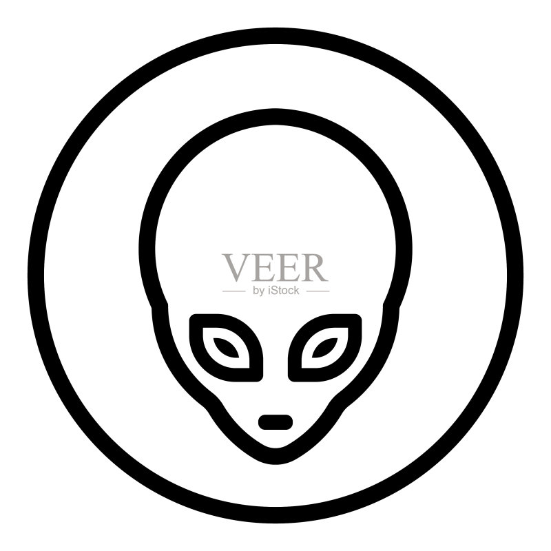 白色背景上的外星生物扁平图标图标素材