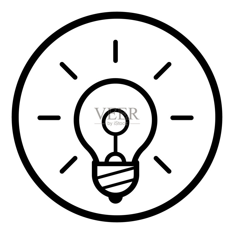 灯泡平面图标孤立在白色背景上图标素材