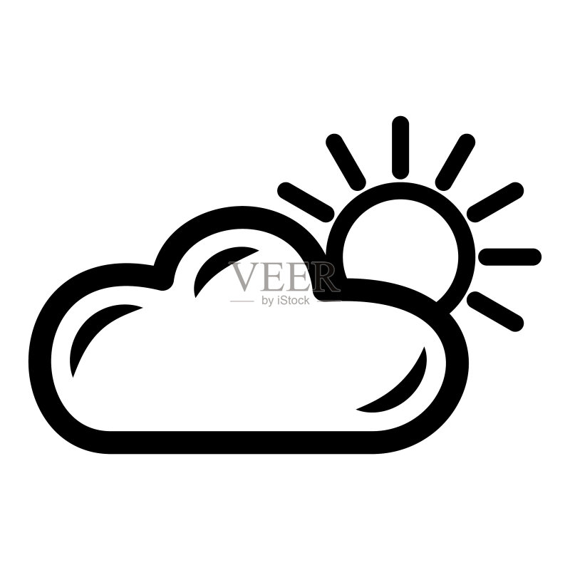 太阳和云朵扁平图标图标素材