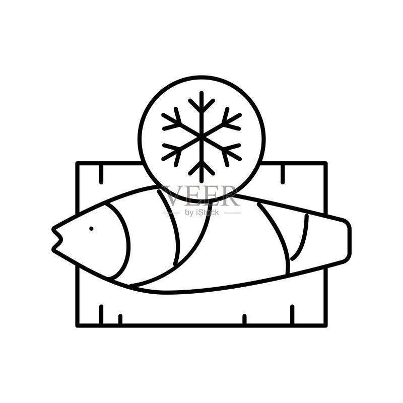 冷冻金枪鱼线条图标矢量插画图标素材