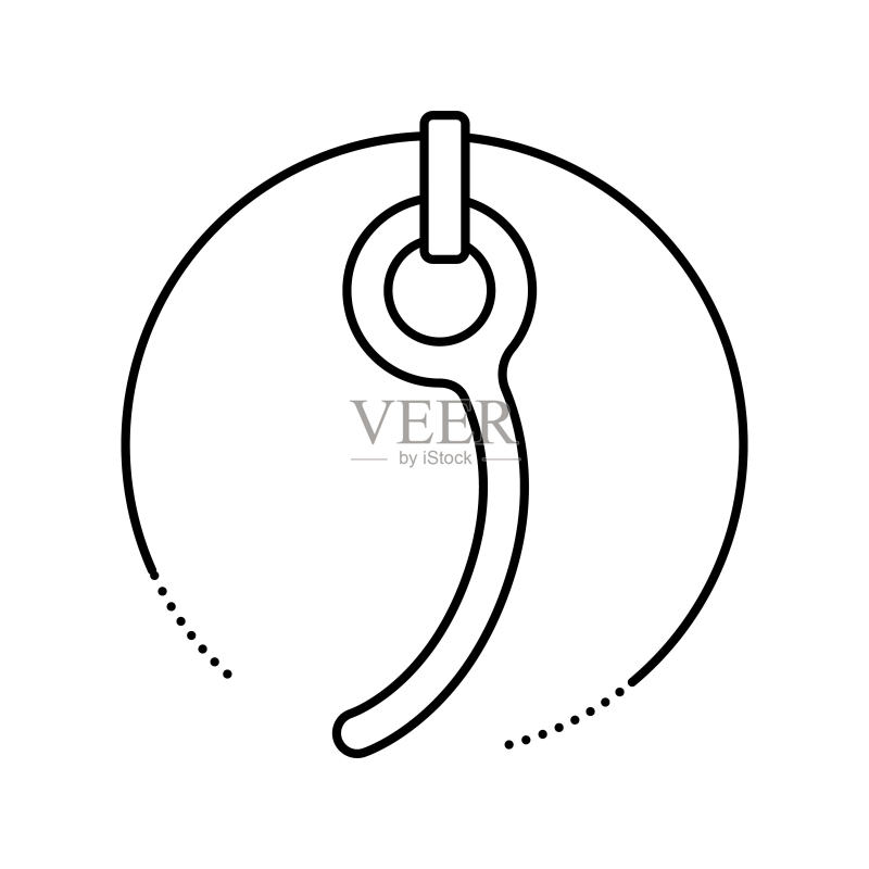 跳伞员绳索装备线条图标矢量插画图标素材