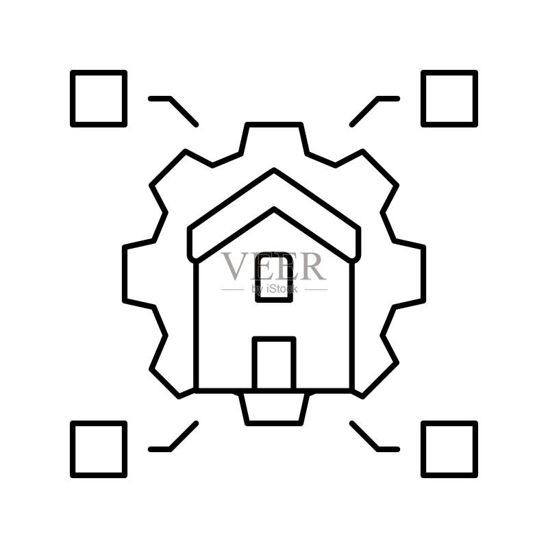 房屋机械齿轮线条图标矢量图图标素材