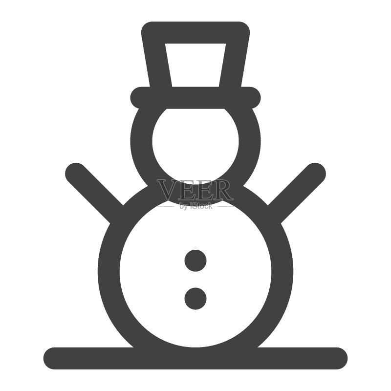 戴帽子雪人线条图标图标素材