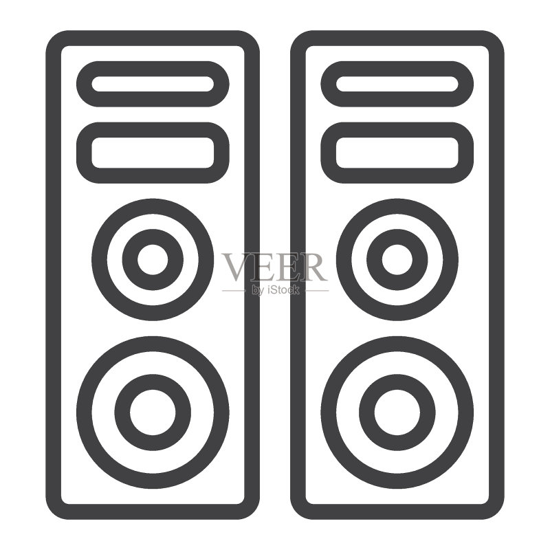 两个音频扬声器线性图标图标素材