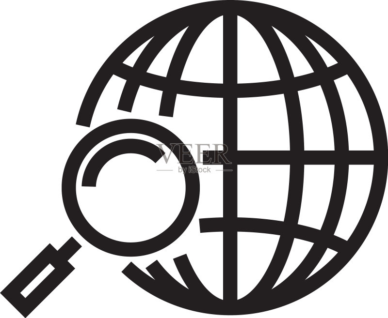 放大镜下的地球图标素材