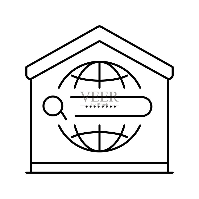 在家搜索网站线条图标矢量插画图标素材