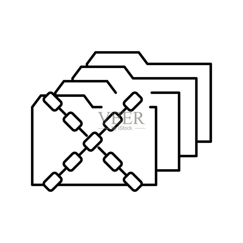 带有保护链的文件夹线性图标矢量图图标素材