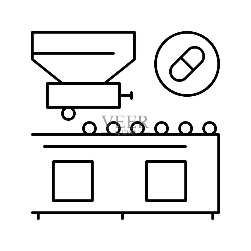 药品生产线图标矢量黑色插图图标素材